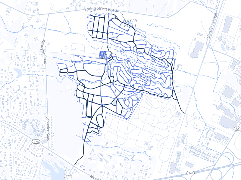 Map of the roads and sections at Albany Rural Cemetery.